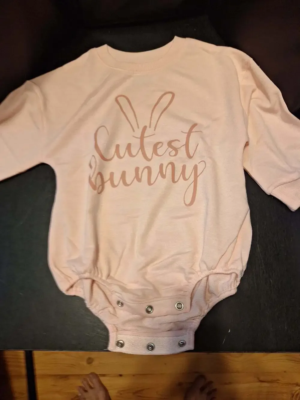 Adorable Matching Infant 'Cutest Bunny' Crewneck and Romper Set